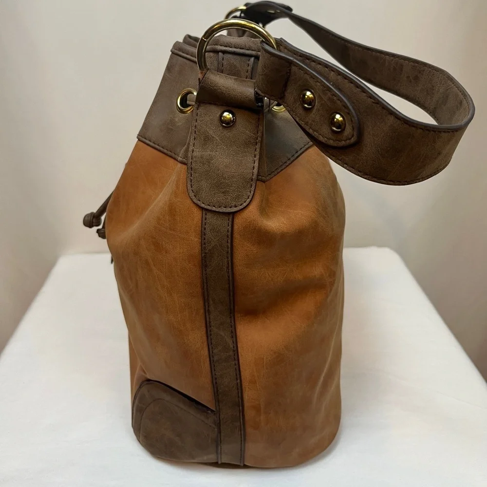 Large Brown Shoulder Bag with Shoulder Strap.